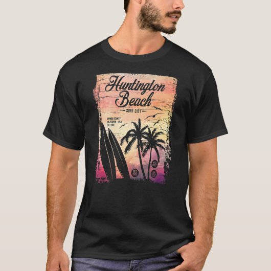 Huntington Beach Surf City California  Dist T-shirt (Voorkant)