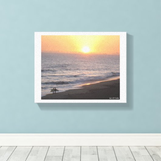 Huntington Beach "Surf City" Canvas Afdruk (Insitu (Houten vloer))