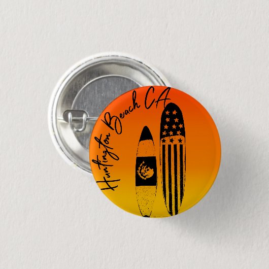 Huntington Beach Surfboards en Zonsondergangen Ronde Button 3,2 Cm (Voorkant /achterkant)