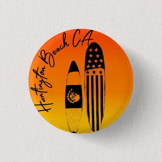 Huntington Beach Surfboards en Zonsondergangen Ronde Button 3,2 Cm (Voorkant)