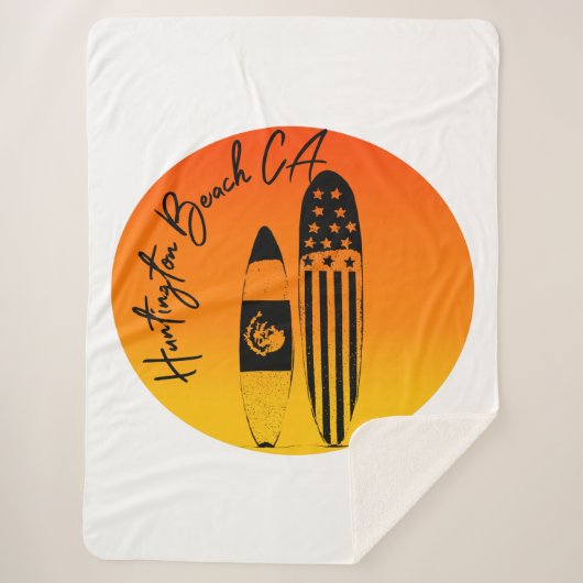 Huntington Beach Surfboards en Zonsondergangen Sherpa Deken (Voorkant)