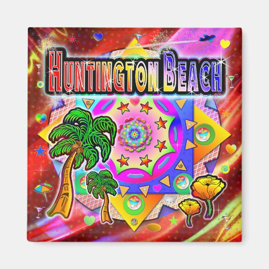Huntington Beach Tropical Friends Magnet (Voorkant)