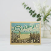 Huntington Beach Vintage Travel Briefkaart (Staand voorkant)