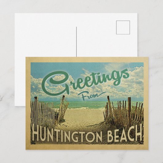 Huntington Beach Vintage Travel Briefkaart (Voorkant / Achterkant)