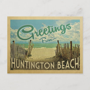 Huntington Beach Vintage Travel Briefkaart