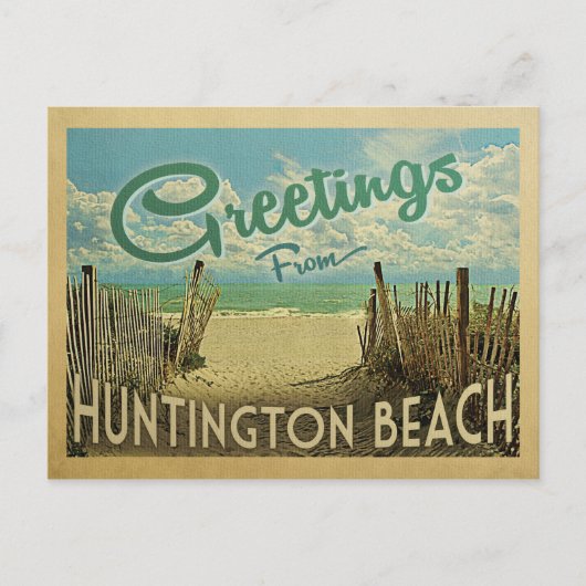 Huntington Beach Vintage Travel Briefkaart (Voorkant)