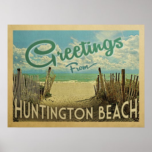 Huntington Beach Vintage Travel Poster (Voorkant)