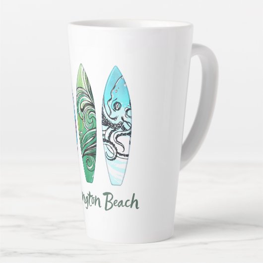 Huntington Beach Waterverf Surfboards Latte Mok (Rechterhoek)