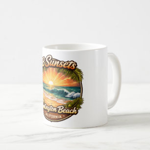 Huntington Beach Zonsondergang Koffiemok