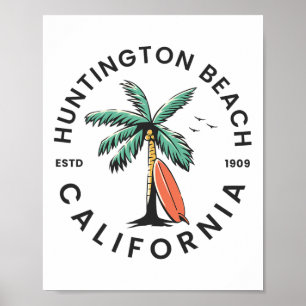 Huntington Californië Strand Surfen Zomer Vakantie Poster