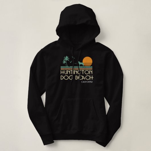 Huntington Dog Beach California Retro  Styl Hoodie (Design voorkant)