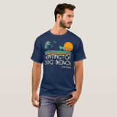 Huntington Dog Beach California Retro  T-shirt (Voorkant volledig)