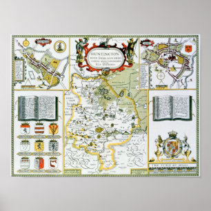 Huntington, gegraveerd door Jodocus Hondius Poster