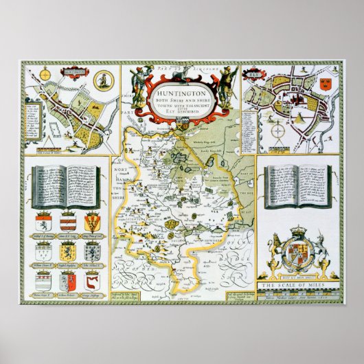 Huntington, gegraveerd door Jodocus Hondius Poster (Voorkant)