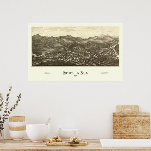 Huntington, MA Panoramic Map - 1886 Poster (Keuken)