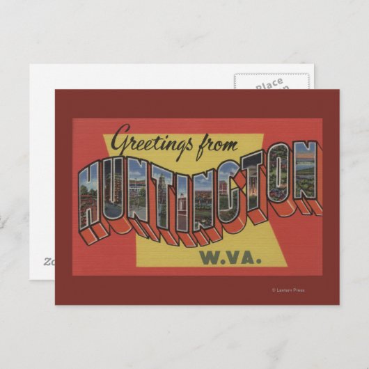Huntington, West Virginia - Grote Letter-scènes Briefkaart (Voorkant / Achterkant)
