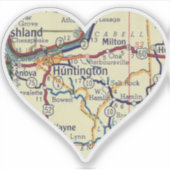  Huntington WV-kaart Sticker (Voorkant)