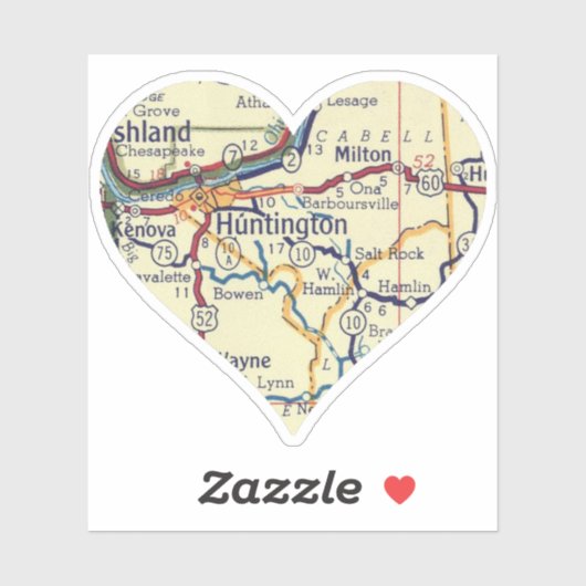 Huntington WV-kaart Sticker (Vel)