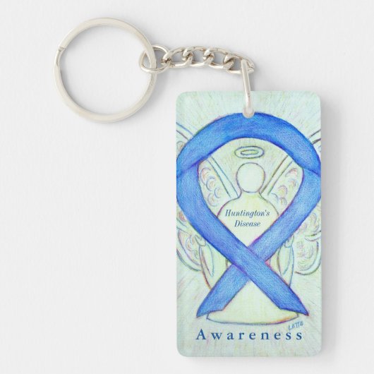 Huntington's Disease Awareness Ribbon Sleutelhange Sleutelhanger (Voorkant)