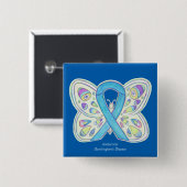 Huntington's Disease Butterfly Awareness Pin Vierkante Button 5,1 Cm (Voorkant /achterkant)