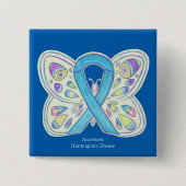Huntington's Disease Butterfly Awareness Pin Vierkante Button 5,1 Cm (Voorkant)