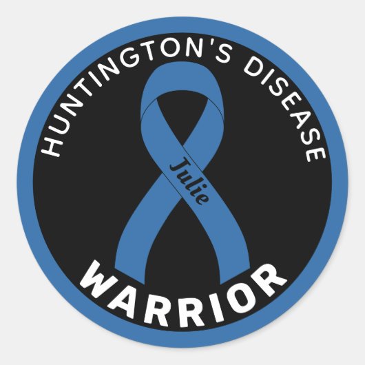 Huntington's Disease Warrior Ribbon Black Ronde Sticker (Voorkant)