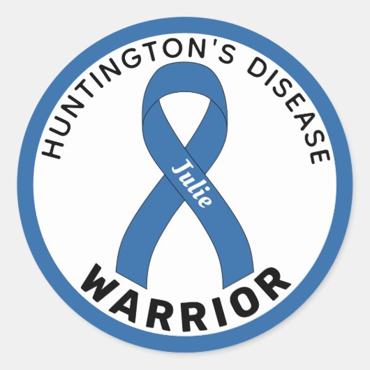 Huntington's Disease Warrior Ribbon White Ronde Sticker (Voorkant)