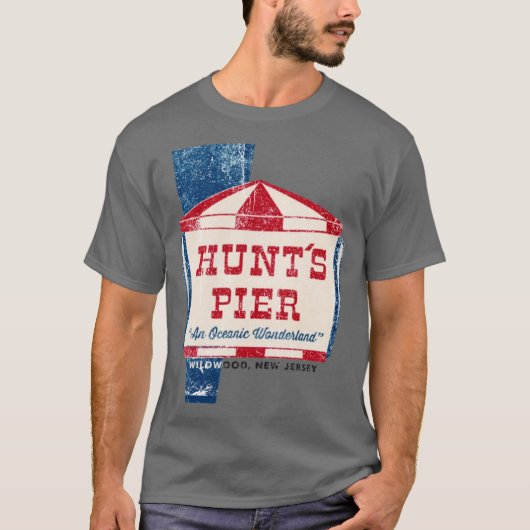 Hunt's Pier T-Shirt - Wildwood, NJ Retro Jersey Sh (Voorkant)