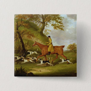 Huntsman and Hounds, 1809 (olie op doek) Vierkante Button 5,1 Cm
