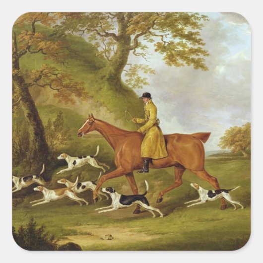 Huntsman and Hounds, 1809 (olie op doek) Vierkante Sticker (Voorkant)