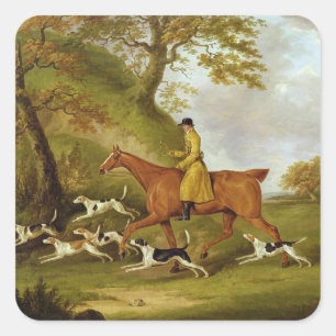 Huntsman and Hounds, 1809 (olie op doek) Vierkante Sticker