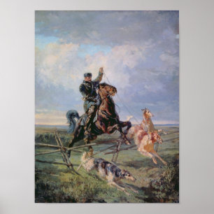 Huntsman met de Borzois, 1872 Poster