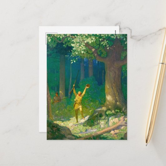 Huntsman van Newell Convers Wyeth Feestdagenkaart (Voorkant / Achterkant in situ)