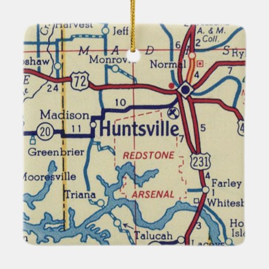 Huntsville AL  Map Keramisch Ornament (Achterkant)