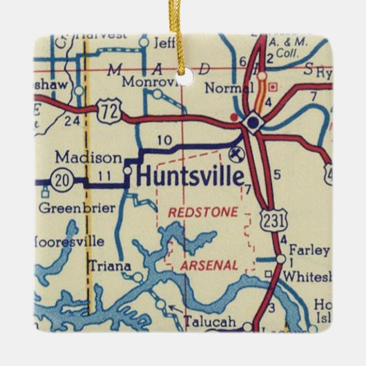Huntsville AL Map Keramisch Ornament (Voorkant)