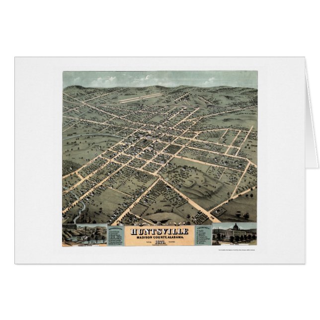 Huntsville, AL Panoramic Map - 1871 (Voorkant Horizontaal)
