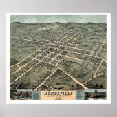 Huntsville, AL Panoramic Map - 1871 Poster (Voorkant)