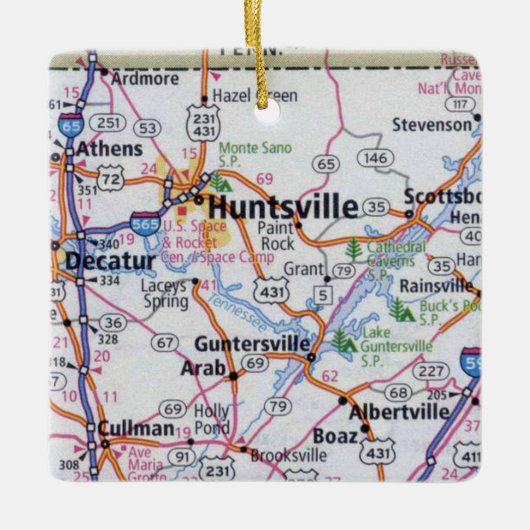 Huntsville Alabama Keramisch Ornament (Voorkant)