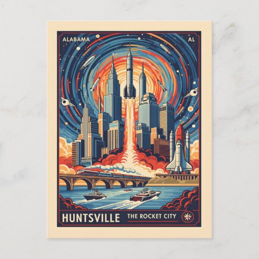 Huntsville Alabama Rocket City Futuristic Space Briefkaart (Voorkant)