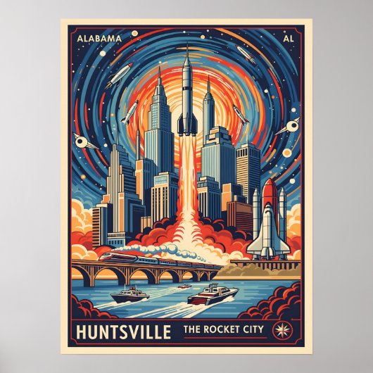 Huntsville Alabama Rocket City Futuristic Space Poster (Voorkant)