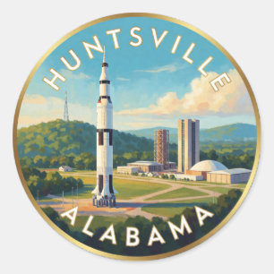 Huntsville Alabama Rocket City Reizen Ronde Sticker