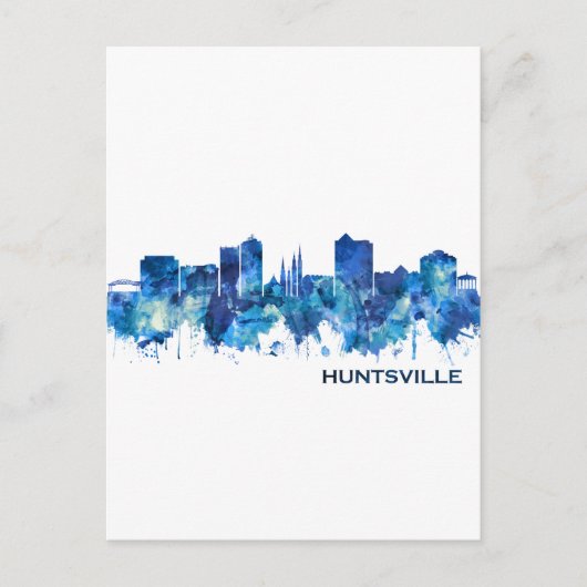 Huntsville Alabama Skyline Blue Feestdagenkaart (Voorkant)