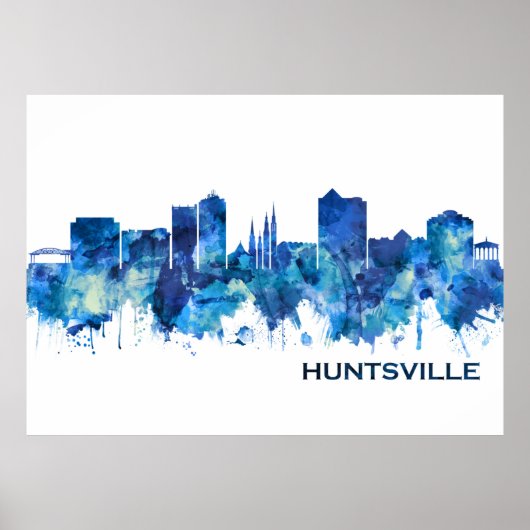 Huntsville Alabama Skyline Blue Poster (Voorkant)