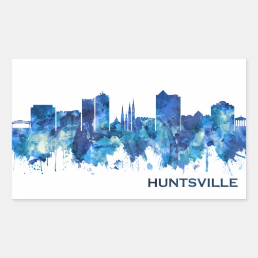 Huntsville Alabama Skyline Blue Rechthoekige Sticker (Voorkant)