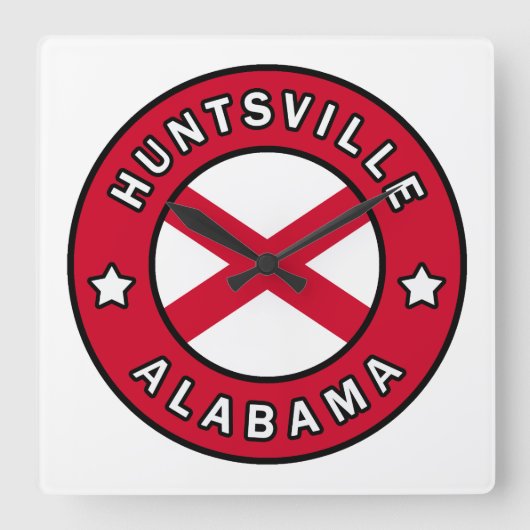 Huntsville Alabama Vierkante Klok (Voorkant)