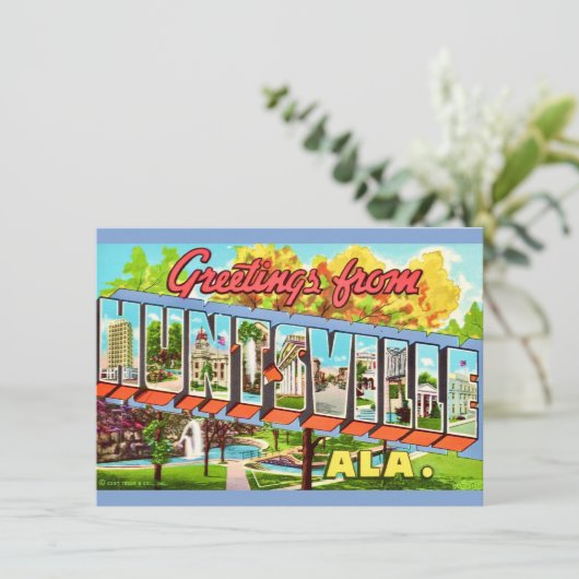 Huntsville Alabama Vintage Ansichtkaart (Staand voorkant)