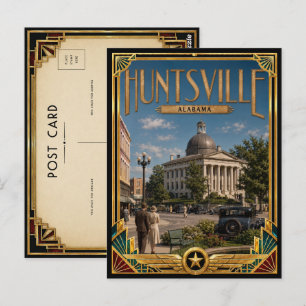 Huntsville Alabama Vintage Art Deco Gouden Tijdper Briefkaart