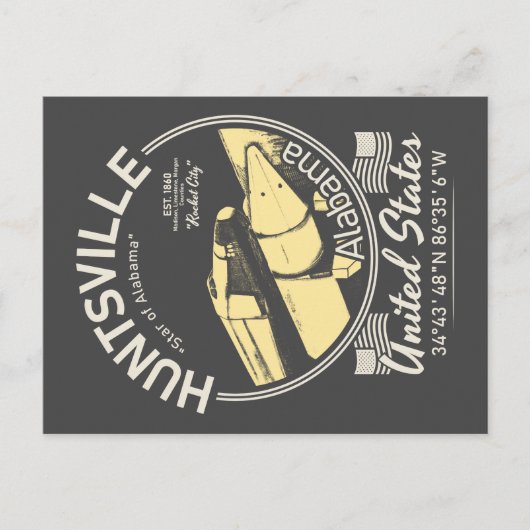 HUNTSVILLE CITY ALABAMA - ROCKET SPACESHIP BRIEFKAART (Voorkant)