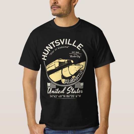 HUNTSVILLE CITY ALABAMA - ROCKET SPACESHIP T-SHIRT (Voorkant)