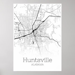 Huntsville Map - Alabama - City Map Poster